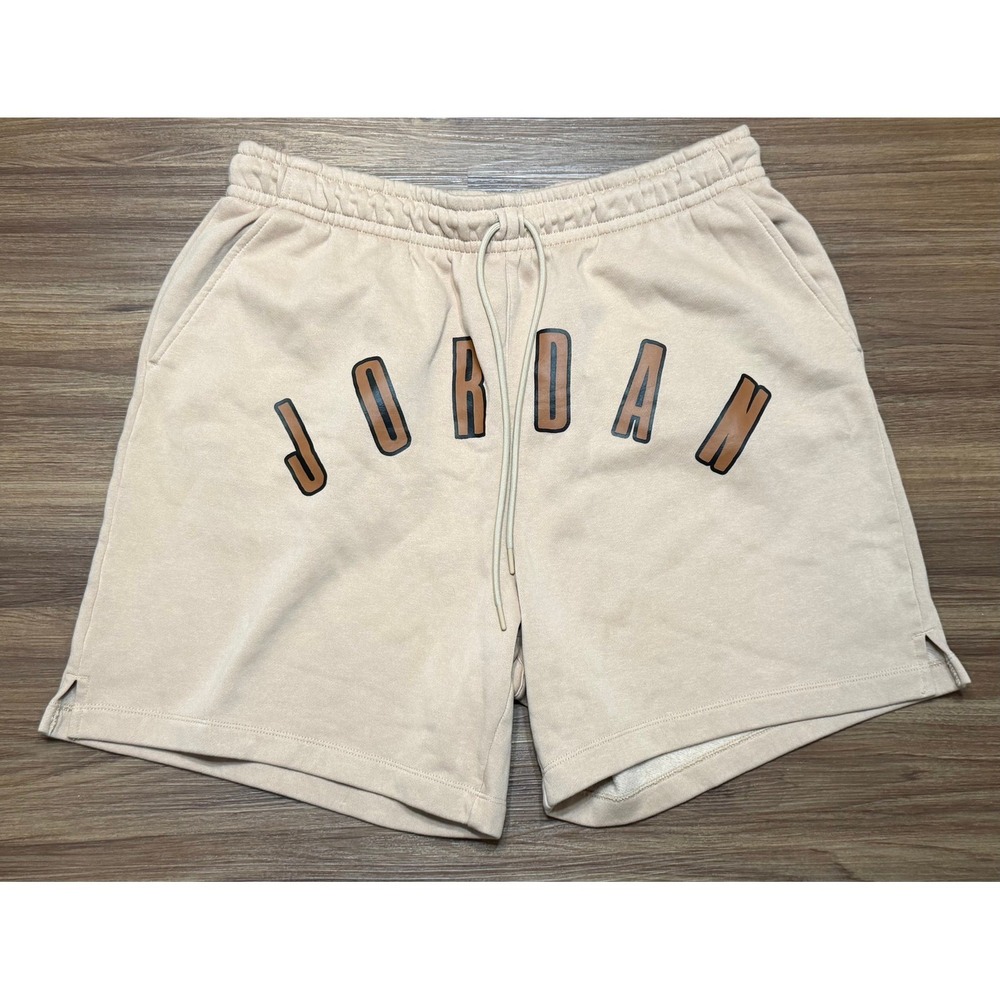 Jordan Flight MVP LOGO Graphic Fleece Shorts Mens Tan Brown Sz XL (FB7023-200)